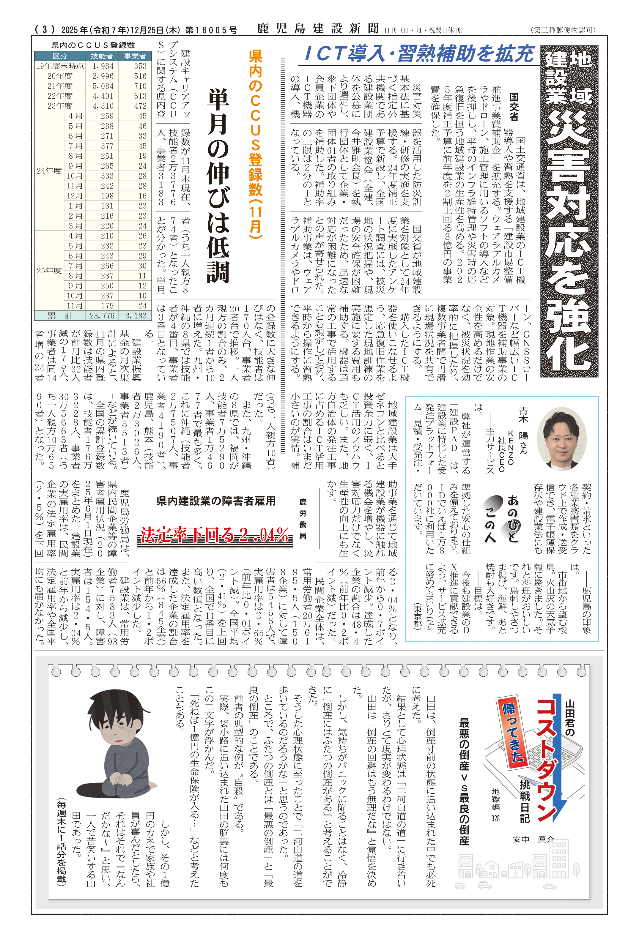 【メディア掲載実績】鹿児島建設新聞社様(2025年12月25日)